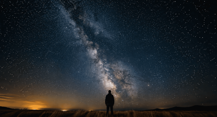 Human silhouette under starry sky - narcissistic wounds and artificial intelligence