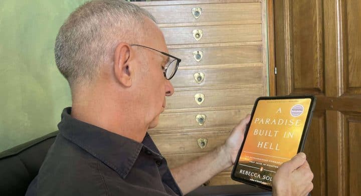Bruno Marion reading A Paradise Built in Hell by Rebecca Solnit